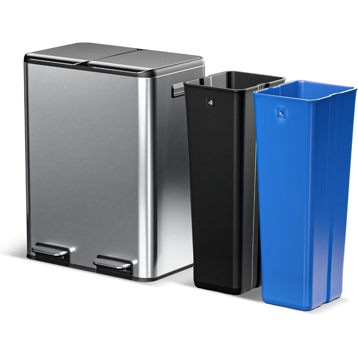 16 Gallon Dual Compartment Trash Can - 60 Liters Total