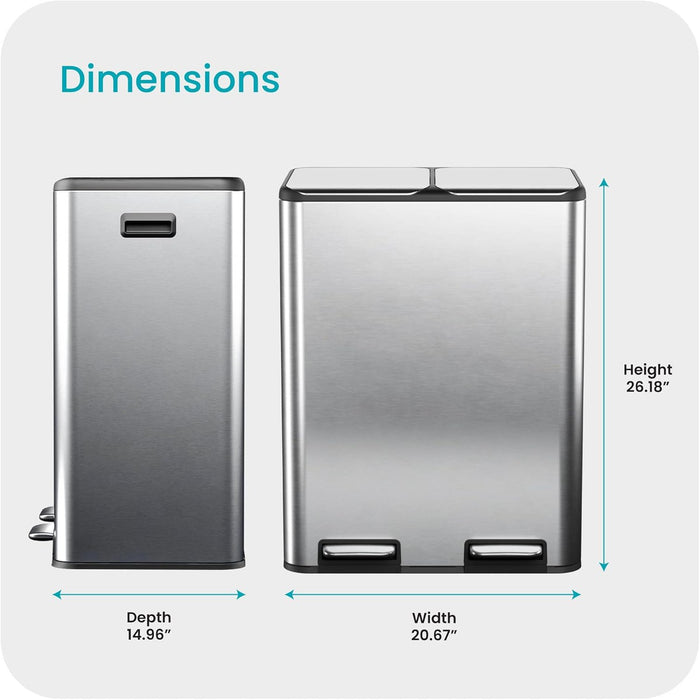 16 Gallon Dual Compartment Trash Can - 60 Liters Total