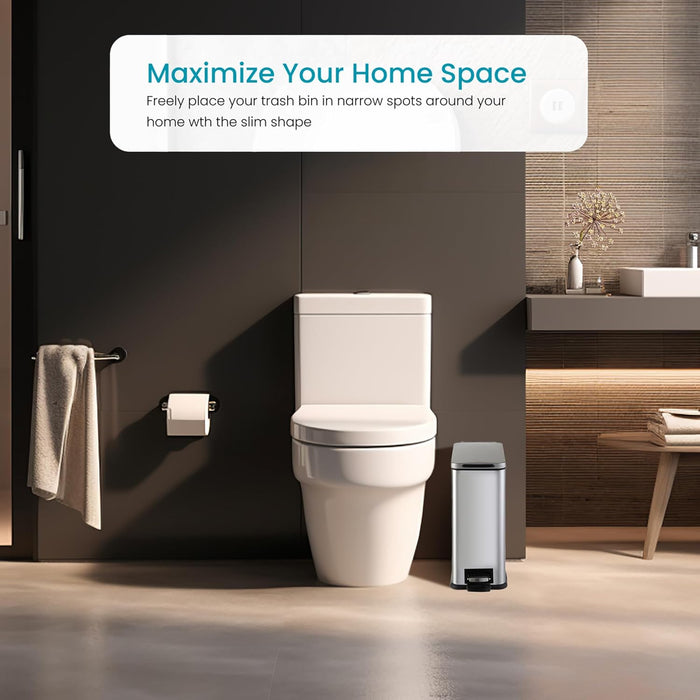 2.6 Gallon Slim Trash Can - 10 Liter