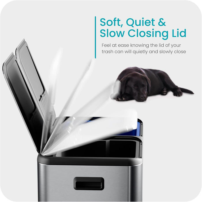 16 Gallon Dual Compartment Trash Can - 60 Liters Total