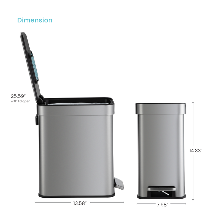 Dimensions:
13.58" x 7.68" x 14.33"